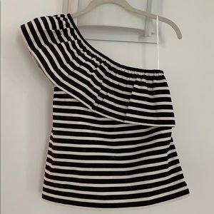 Striped One Shoulder J Crew Top